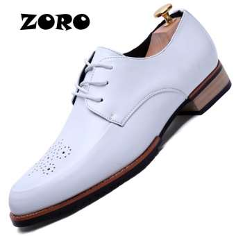 ZORO Brand Oxford Leather Men Shoes Wedding Lace-up Fashion Business Men's Dress Shoes Men Flats Footwear (White) - intl