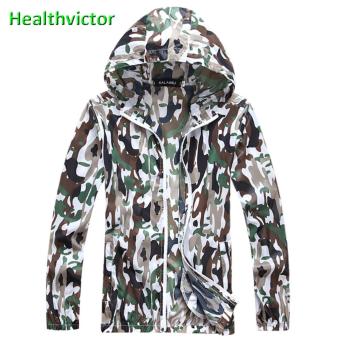 Anti UV Sun Protection Ultraviolet Thin Camouflage Men Women Unisex Outdoor Beach Zipper Hooded Jacket(Brown) - intl