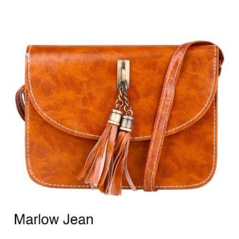 Marlow Jean Tas Selempang Leather Clutch with Tassel - Coklat