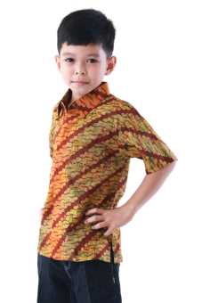 Oktovina-HouseOfBatik Hem Batik Katun Anak - Kids Batik HAK-3 - Hijau Cokelat