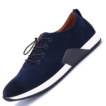 Seanut Men's Flats Casual Skater Shoes (Blue)