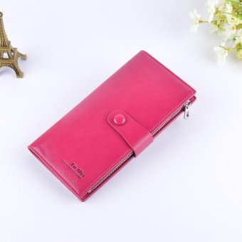 New oil wax leather multi-color multi-card couple long wallet men's thin section wallet-Pink(...) - (Intl)