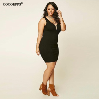 COCOEPPS New 2017 Fashion Plus Size Women Clothing L-6XL Summer Casual Sexy Package Hip Black Red Dress Large Size Vest Dress Vestidos - intl