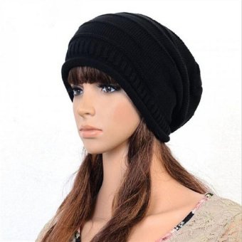 TidePioneer Fashion Slouch Beanie Ribbed Skull Cap Snowboard Hat Winter Hat(Black) - intl