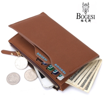 Bogesi pendek pria multifungsi dompet kulit dengan Slot kartu yang dapat dilepas dan dompet koin dan tas ponsel 835-7 (coklat) - International
