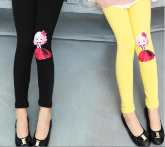 2Cool Fashion Girls Tights Cotton Soft Girls Leggings 2pcs-Black & Yellow - intl