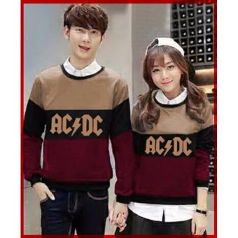 Jakarta Couple - Sweater Couple ACDC Hitam Coklat /Maroon