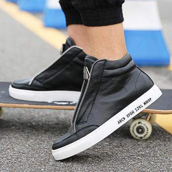 Man High help Korean Leisure time sport Skate shoes white shoes,Black - intl