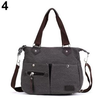 Broadfashion Women Casual Canvas Zipper Shopping Travel Crossbody Bag Shoulder Bag Handbag (Black) - intl