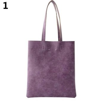 Broadfashion Women's Vertical Faux Leather Handbag Shoulder Bag Messenger Satchel Purse Tote (Purple) - intl
