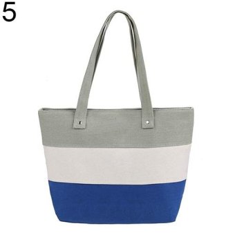 Broadfashion Women's Fashion Canvas Handbag Stripe Pattern Shoulder Bag Messenger Satchel (Gray) - intl