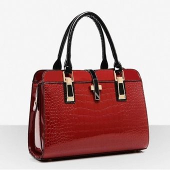 360DSC Women Fashion Alligator Pattern PU Lether Shoulder Bag Handbags Crossbody Bag (Wine Red)- INTL