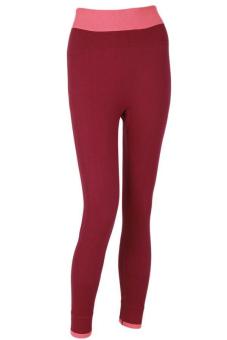 LALANG Wanita Legging Elastis Super Peregangan Pelangsing Celana Pusat Celana Merah