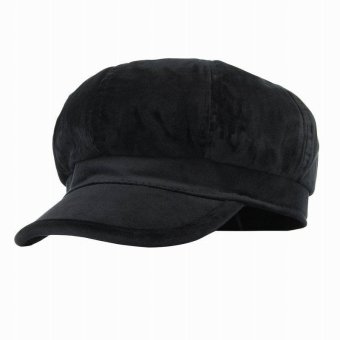 GEMVIE Fashion Women's Casual All-match Octagonal Peaked Cap Stylish Female Pumpkin Shape Beret Hat (Black) - intl