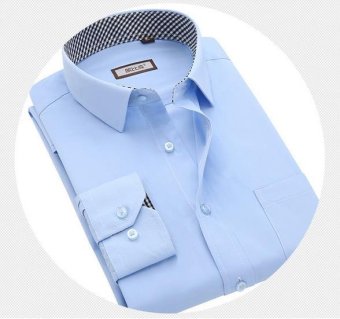 China OEM slight blue formal shirts men long sleeve Korean style slim business casual shirts - Int'L - intl