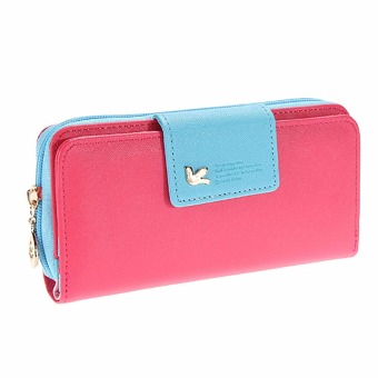 Women Wallets New Fashion Trends Pumping Multi-card Position Two Fold Wallet Lady Long Zipper Purse Card Holder (Rose)