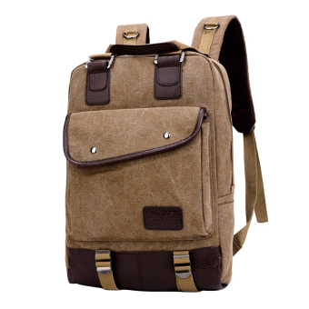 360DSC Stylish Women's Canvas Casual Backpack Shoulder Bag Laptop Bag Travel Bag - Khaki- INTL
