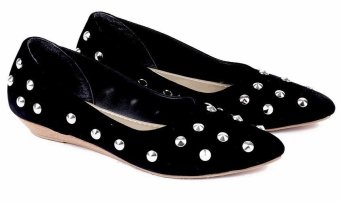 Garucci GOK 6113 Sepatu Flat Shoes Wanita - Suede - Cantik (Hitam)