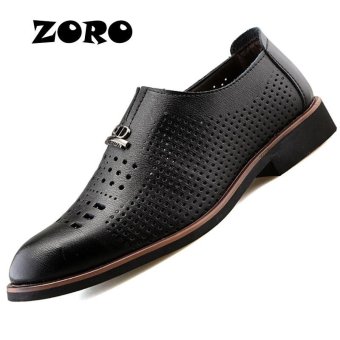 ZORO Men Dress Shoes Top Quality Handsome Comfortable Slip on Men Wedding Shoes (Black) - intl