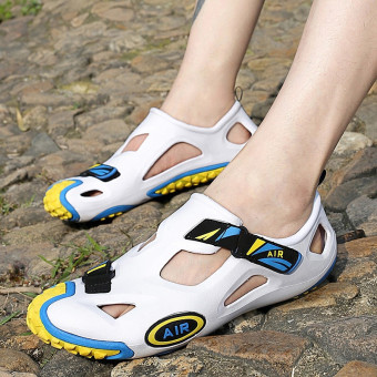 Men's Sports Sandals Slippers Fisherman Anti-slip Soft Shoes White&Yellow