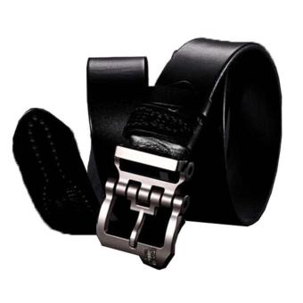 Designer High Quality Luxury Brand Genuine Leather Buckle Pin Belts For Men Business Casual Men Belts 115CM(Black) - intl