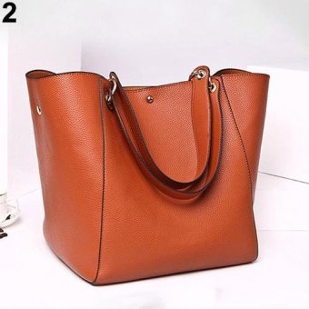Broadfashion Fashion Women Large Split Leather Handbag Messenger Shoulder Tote Bag (Brown) - intl