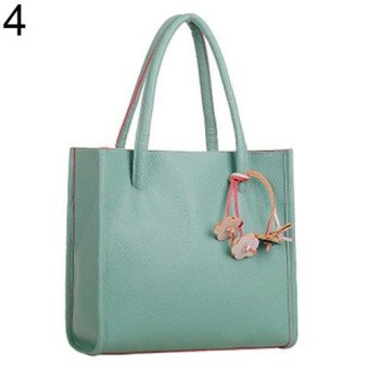Broadfashion Women's Sweet Candy Colors Flowers Faux Leather Zipper Shoulder Bag Handbag (Green) - intl