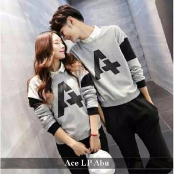 Toko Couple Online - Baju Lengan Panjang Murah - Baju Couple Ace LP Abu