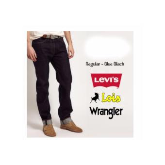 Celana Jeans Pria Regular - Blue Black - hitam garment - Levis - Lois