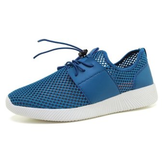Man Mesh Loafers Slip Ons 2017Summer Flat Outdoor Couple Shoes For Lovers New Breathable Mesh Solid Unisex Shoes Slip On Casual Men Shoes(blue) - intl