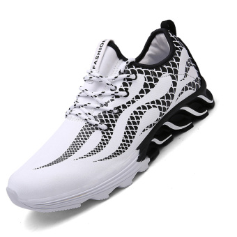 Seanut Men's Casual Sports Shoes Lace-Up Shoes (Black/White)