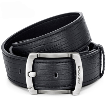 Men's fashion leather belt Youth all-match cowhide belt business casual belt 125CM-Black - intl