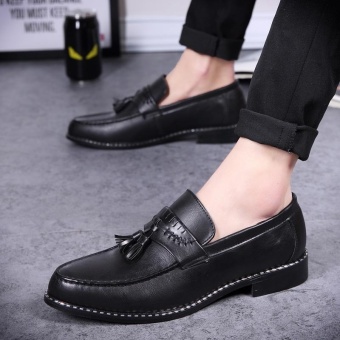 ZORO Mens Genuine Leather Shoes Brand Designer Slip on Italian Formal Dress Loafers (Black) - intl