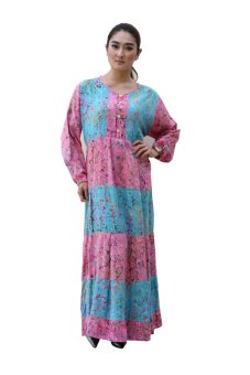 Oktovina-HouseOfBatik Longdress Susun Batik Santung - Longdress Batik LDS-3 - Pink Biru