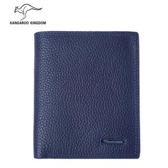Kangaroo Kingdom Fashion Men Genuine Leather Wallet Checkbook Credit Card Holder Navy Blue - intl