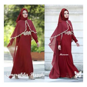 Hasanah Fashion Emeraldah Gamis Syar'i - Maroon