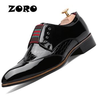 ZORO Hot Selling Men Dress Shoes Embossed Pattern Office Career Shoes Man Party Shoes (Black) - intl