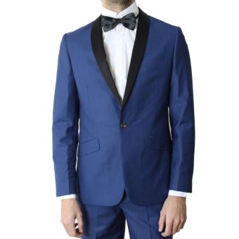 Gallery Fashion - Satu stell jas pria shawl lapel ( navy blue black ) - 65