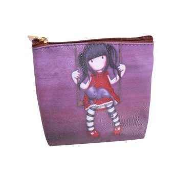 LALANG Mini lucu gambar kartun gadis kanvas kunci dompet koin dompet tas penyimpanan 4#