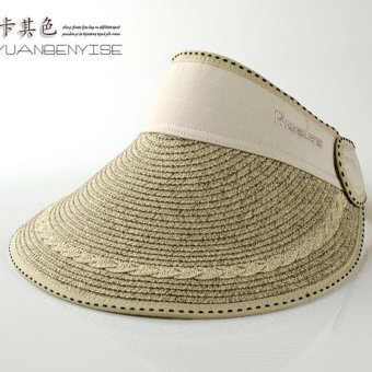 Women Summer Straw Hat Sun Hat Anti-UV Sun Visor Hats Foldaway Cap Beach Seaside Outdoor Hats Khaki - intl