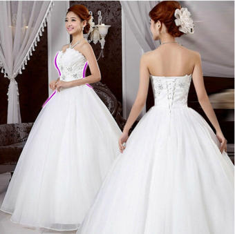 2016 New Princess Wedding Dresses Crystal Beads Empire Backless Lace Appliques Bridal Ball Gown High Quality Tulle Wedding Gown KD-04 - Intl