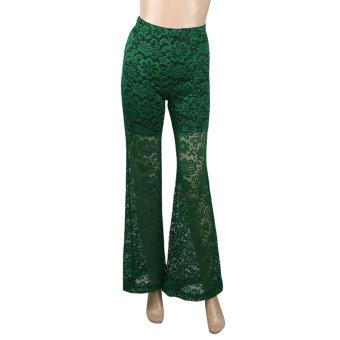 JNTworld Woman Sexy Lace Hollow Leggings Casual Pants Retro Trousers(Green) - intl