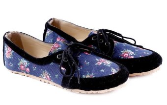 Garucci GOK 6069 Sepatu Flat Shoes Wanita - Denim+Suede - Cantik (Biru Kombinasi)