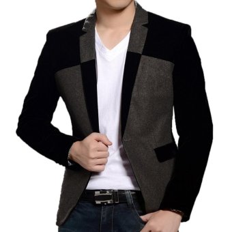 Gallery Fashion - Jas blazer pria kombinasi warna abu abu hitam | single button - 102