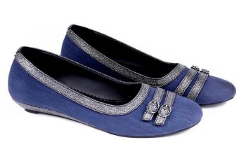 Garucci GBU 6109 Sepatu Flat Shoes Wanita - Sintetis - Cantik (Biru Kombinasi)