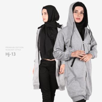 Jaket Hijab Hijacket Wanita Premium Grey Hitam