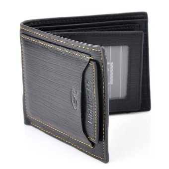 Men's Black Leather Slim Business Billfold Credit Card Holder Purse Wallet