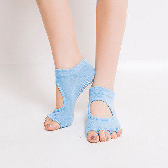 4ever 3 pairs/set Women Yoga 5 Toe No-Slip Cotton Socks Half Toe Ankle Grip Five Finger (Blue) - Intl