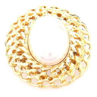 1901 Jewelry Oval Pearl Brooch - Bros Wanita - Gold