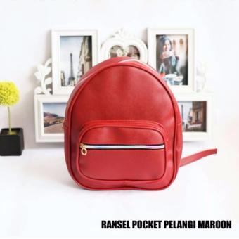 Bag Girls - Ransel Wanita - Ransel Pocket Pelangi -Maroon-